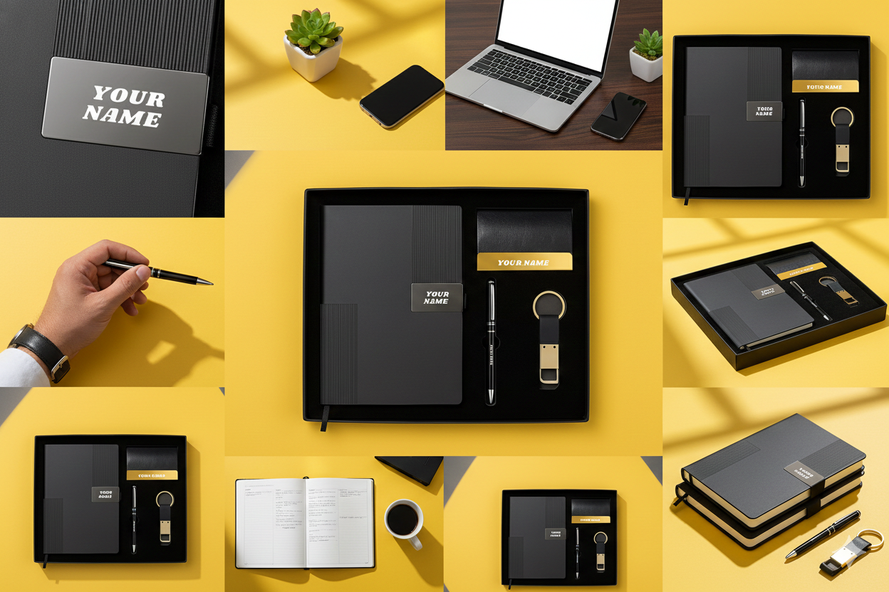 The Linear Personalized Textured Journal & Gold-Accent Gift Set By Craft Vega