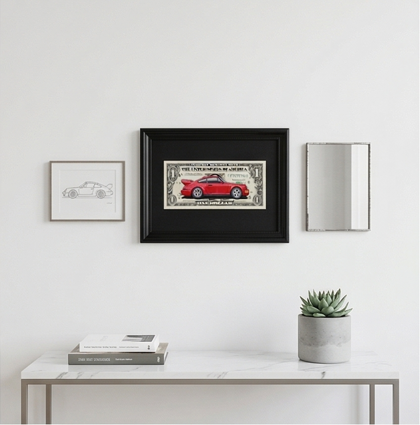 Framed Red Porsche 911 Turbo Money Art By Craft Vega