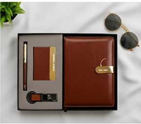 Oxford Heritage Personalized Tan Vegan Leather Journal & Gold-Accent Gift Set By Craft Vega