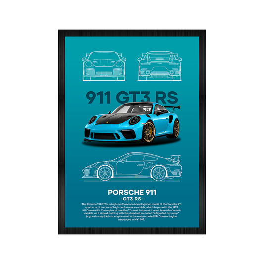 GT3RS Aesthetic Wall Poster Framed By Craft Vega