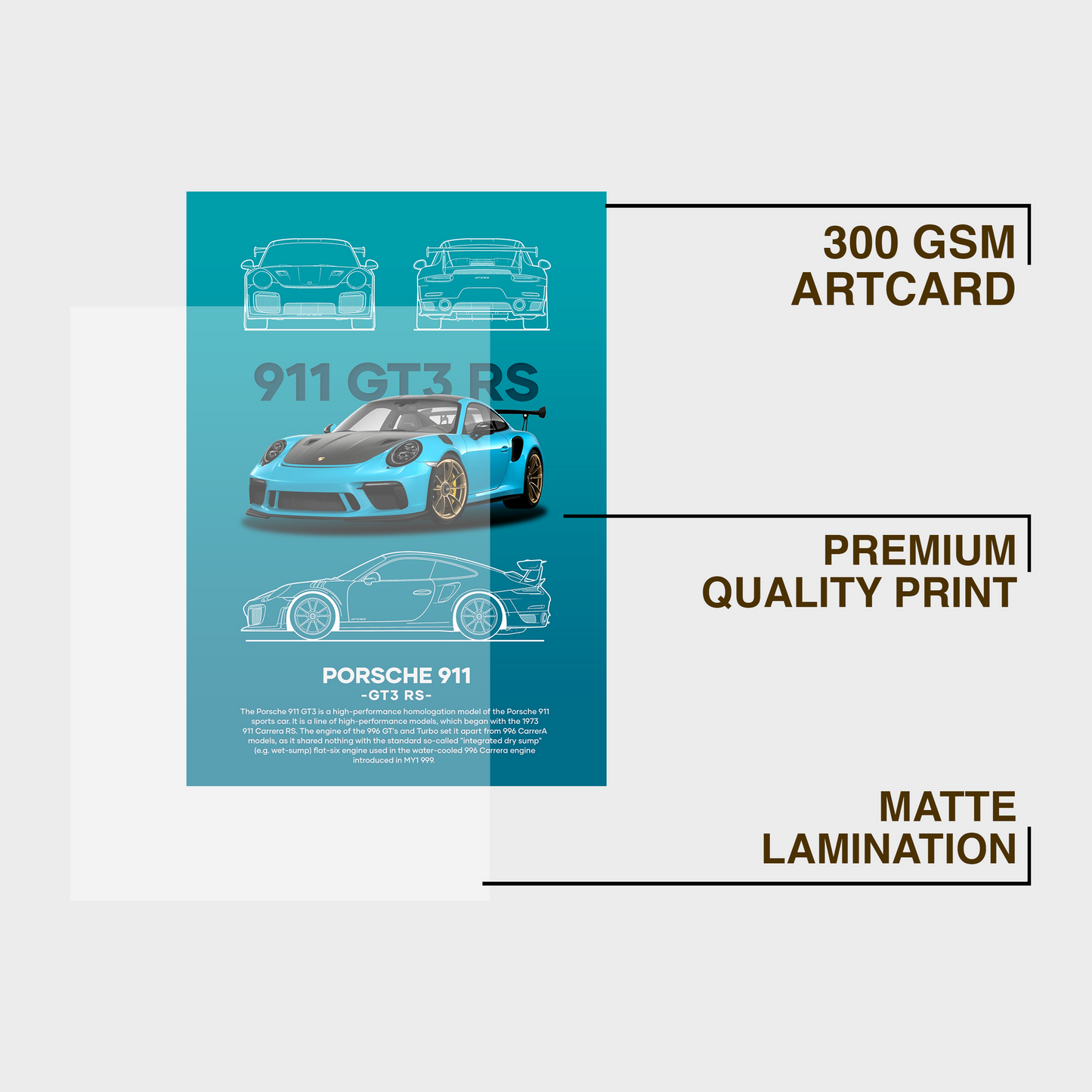 GT3RS Aesthetic Wall Poster Framed By Craft Vega