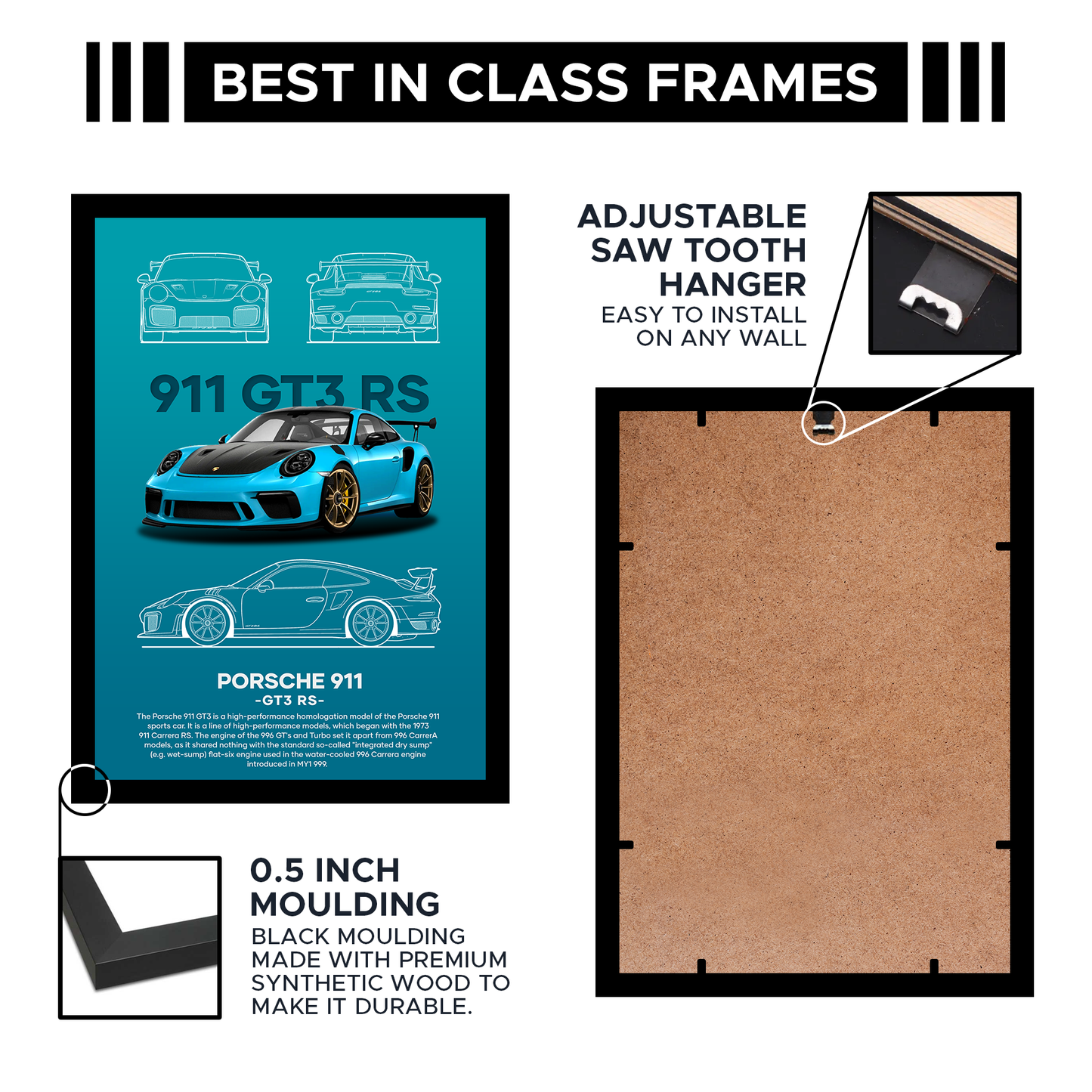 GT3RS Aesthetic Wall Poster Framed By Craft Vega