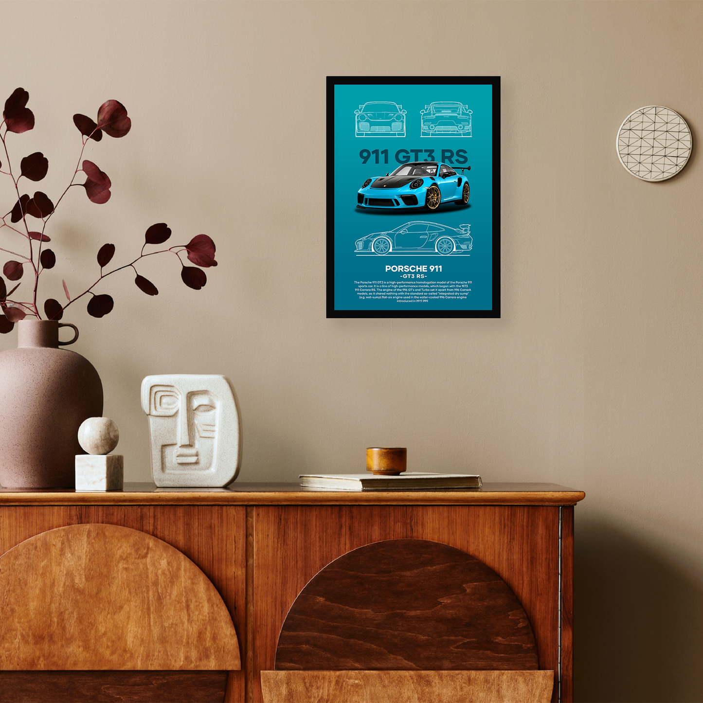 GT3RS Aesthetic Wall Poster Framed By Craft Vega