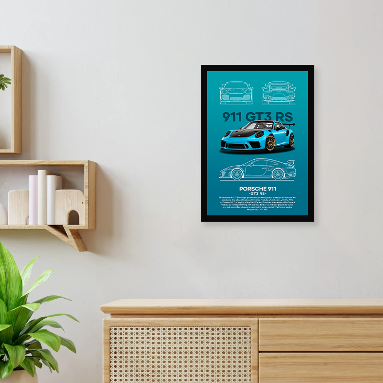 GT3RS Aesthetic Wall Poster Framed By Craft Vega