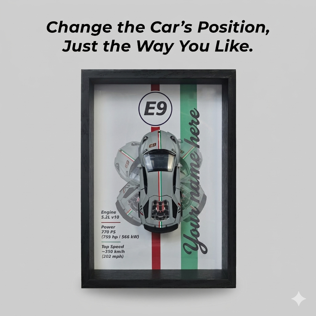 Personalised Italian Car Shadow Box with Metal Diecast Model Car