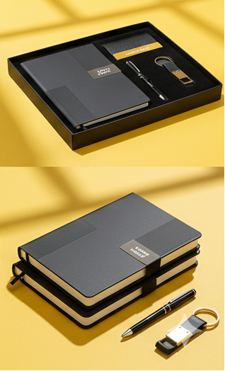 The Linear Personalized Textured Journal & Gold-Accent Gift Set By Craft Vega