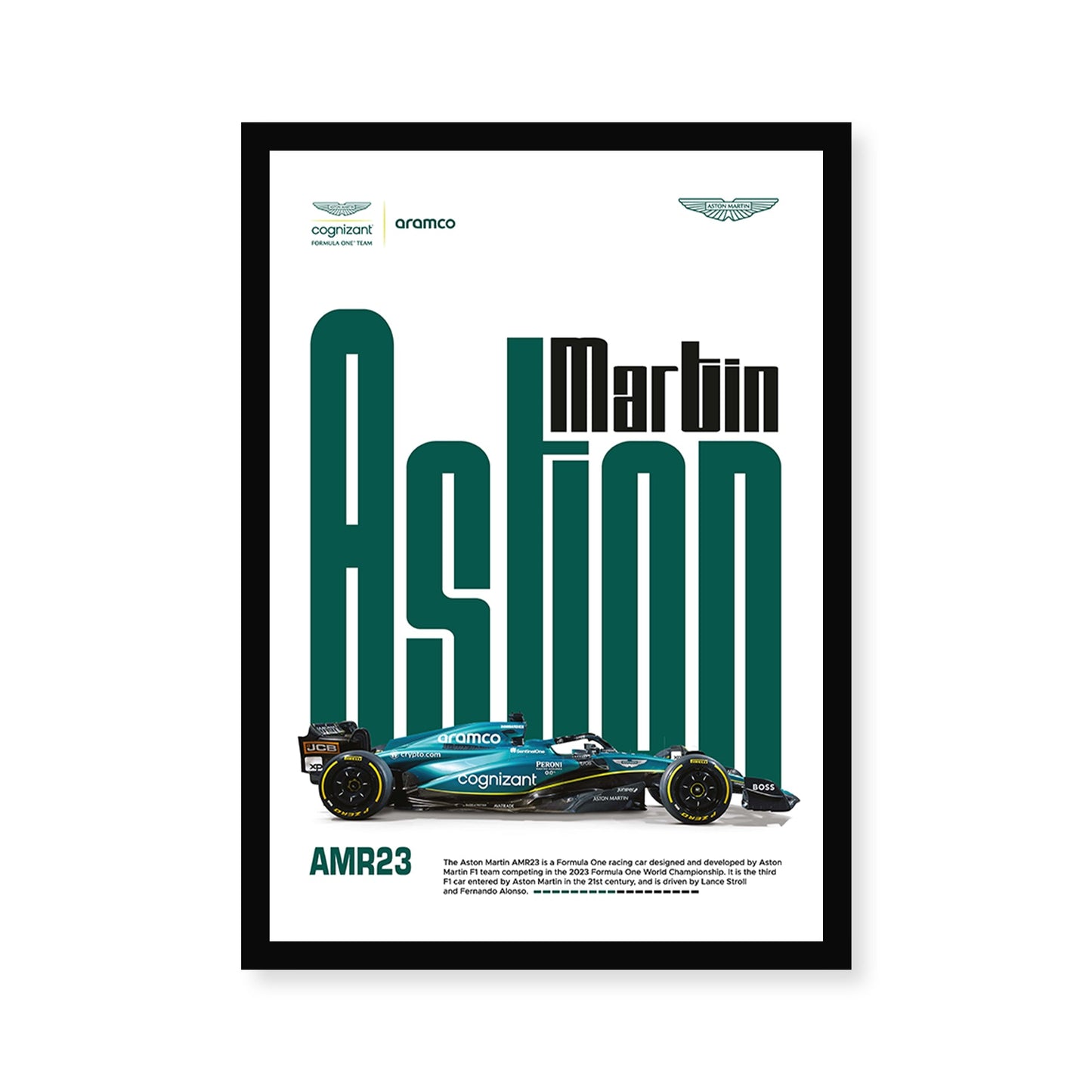 AMR23 Race Car A4 Wall Poster Framed By Craft Vega