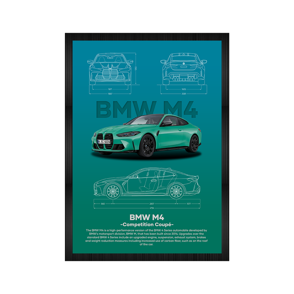 German Car Aesthetic A4 Framed Posters By Craft Vega