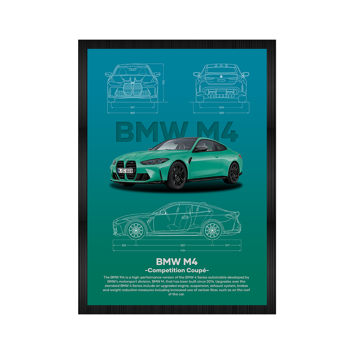German Car Aesthetic A4 Framed Posters By Craft Vega