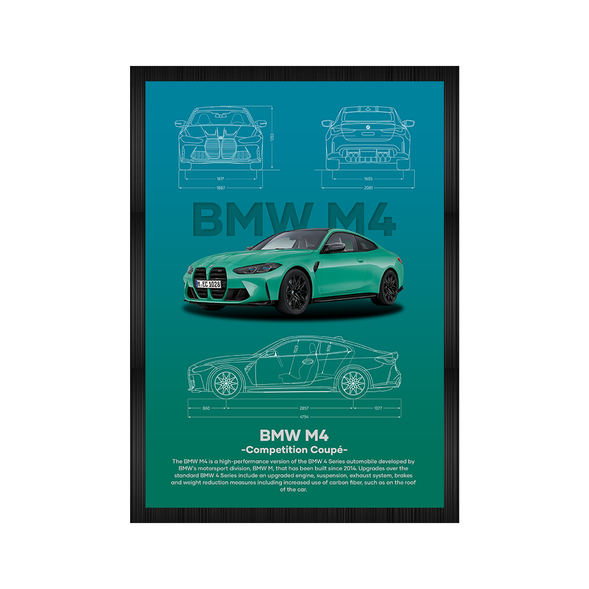 German Car Aesthetic A4 Framed Posters By Craft Vega