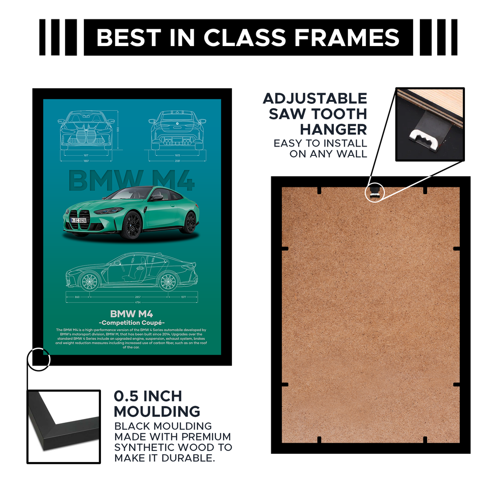 German Car Aesthetic A4 Framed Posters By Craft Vega