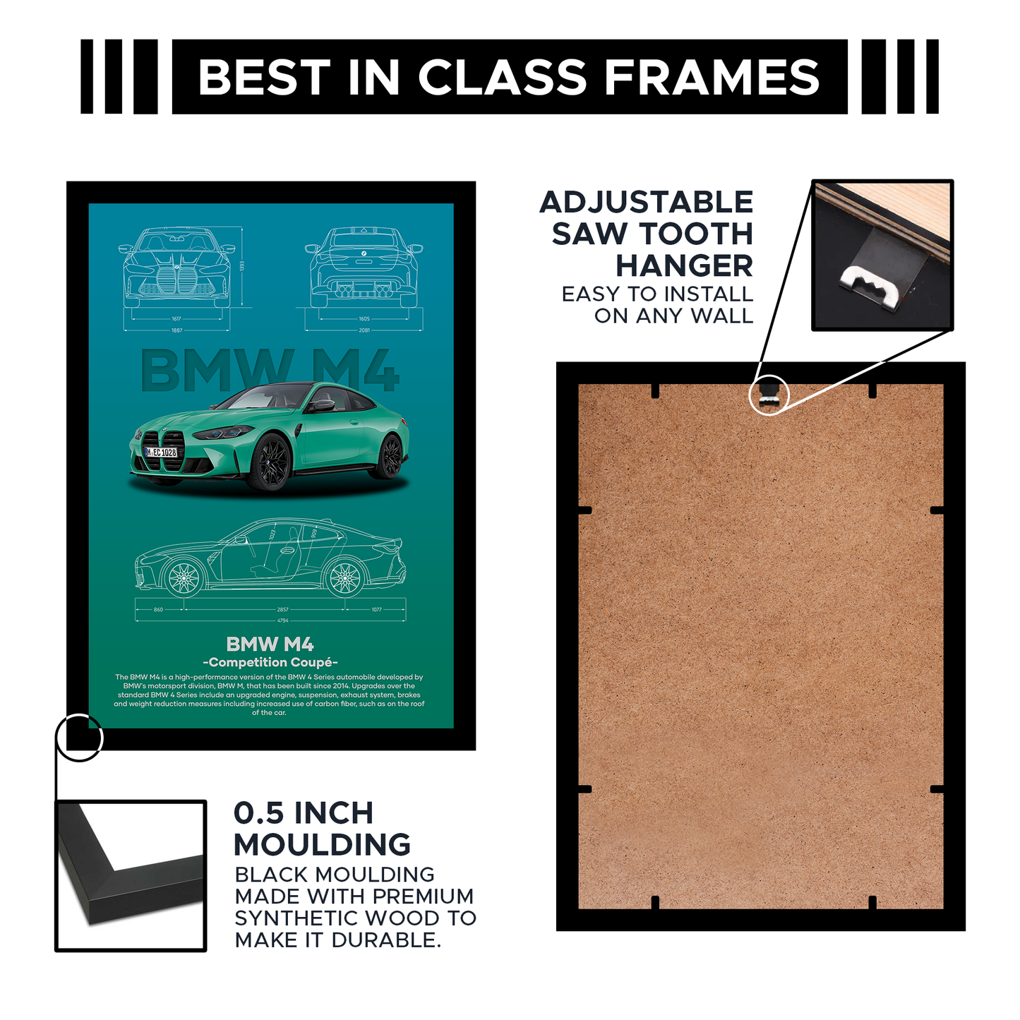 German Car Aesthetic A4 Framed Posters By Craft Vega