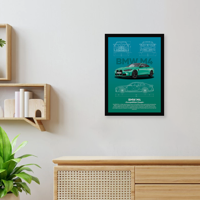 German Car Aesthetic A4 Framed Posters By Craft Vega