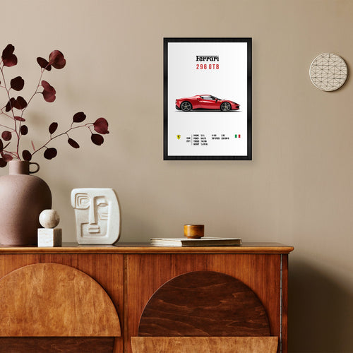 296 GTB Race Car A4 Wall Poster Framed By Craft Vega