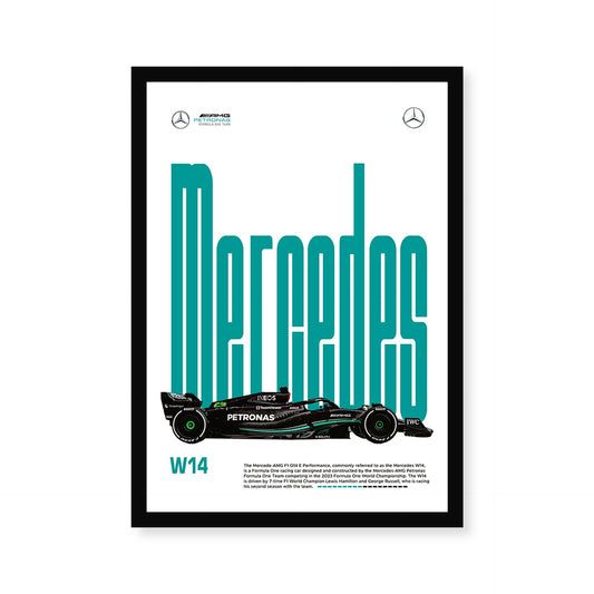 Mercedes W14 Race Car A4 Wall Poster Framed By Craft Vega 