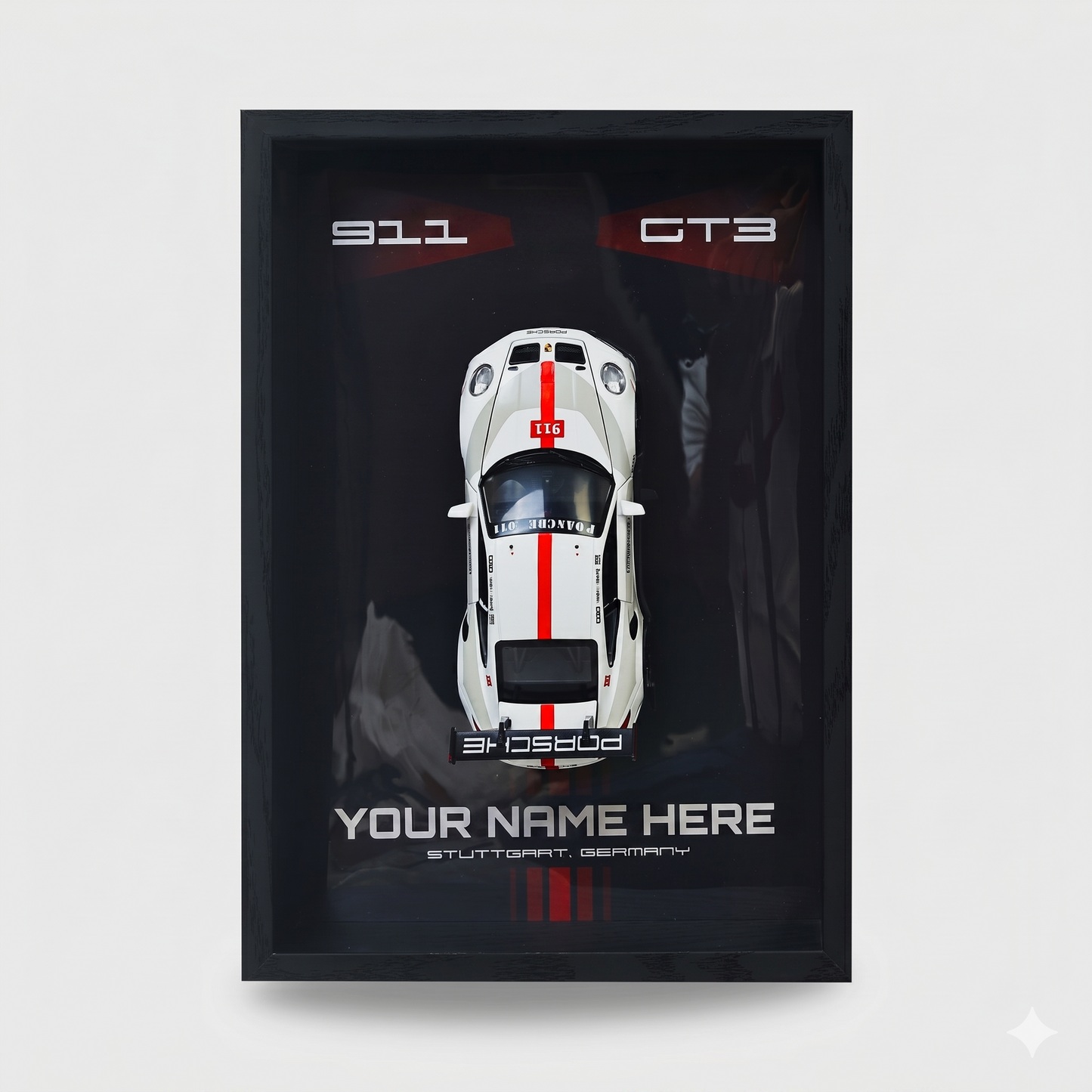 GT3 RS 3D Wall Art Frame with Diecast Model Car By Craft Vega