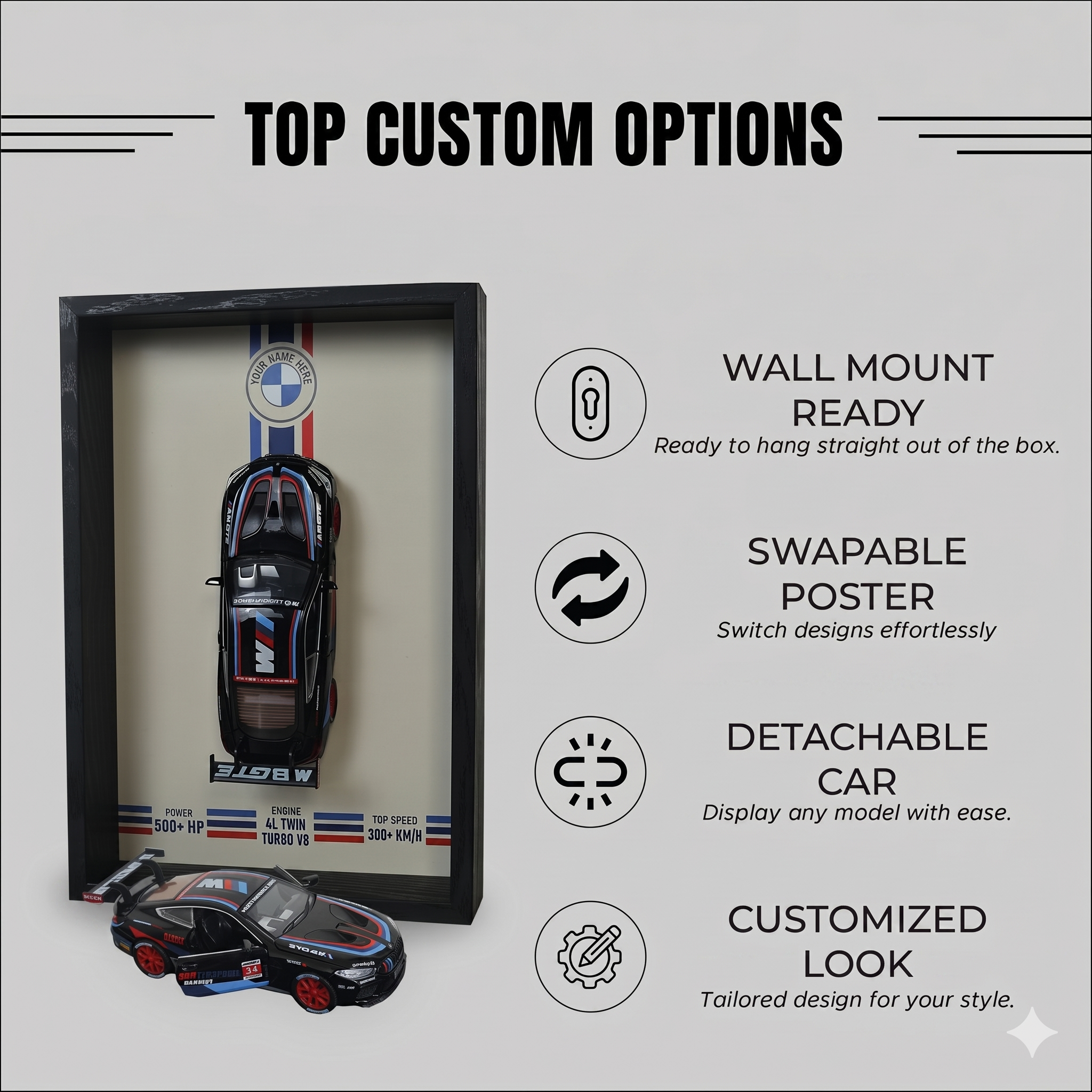 Personalised German Car Shadow Box with Metal Diecast Model Car