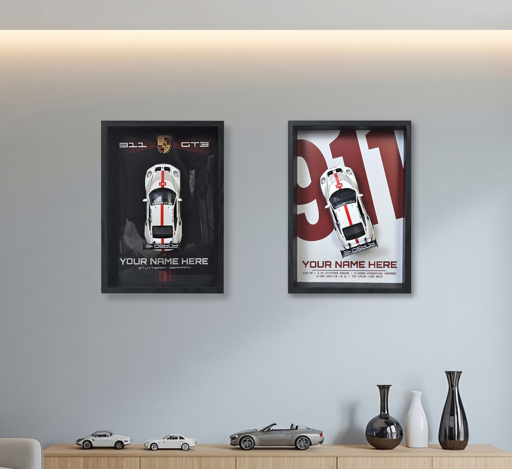 GT3 RS 3D Wall Art Frame with Diecast Model Car By Craft Vega
