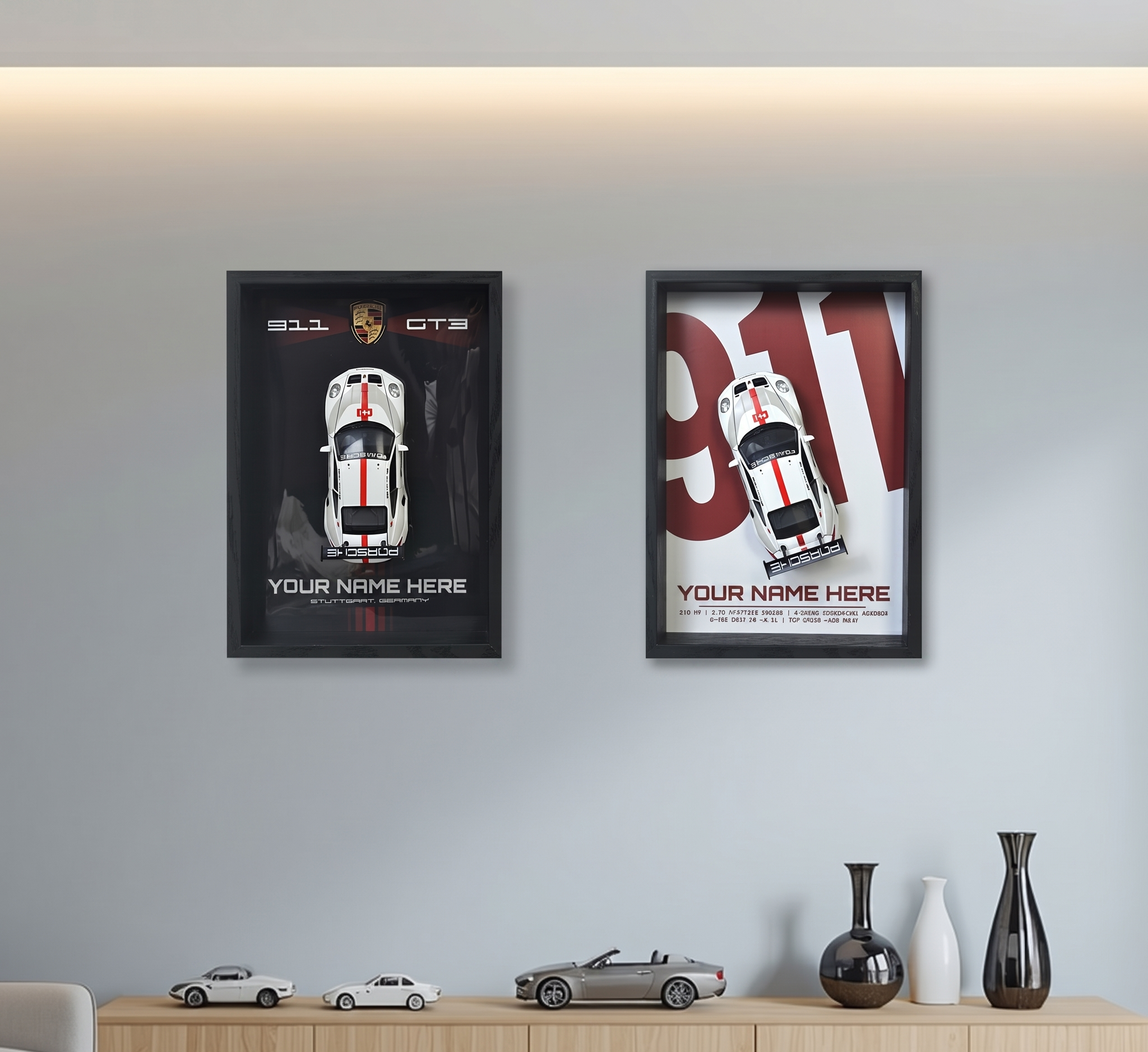 GT3 RS 3D Wall Art Frame with Diecast Model Car By Craft Vega