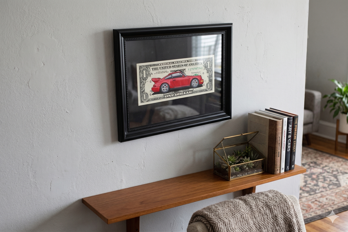 Framed Red Porsche 911 Turbo Money Art By Craft Vega