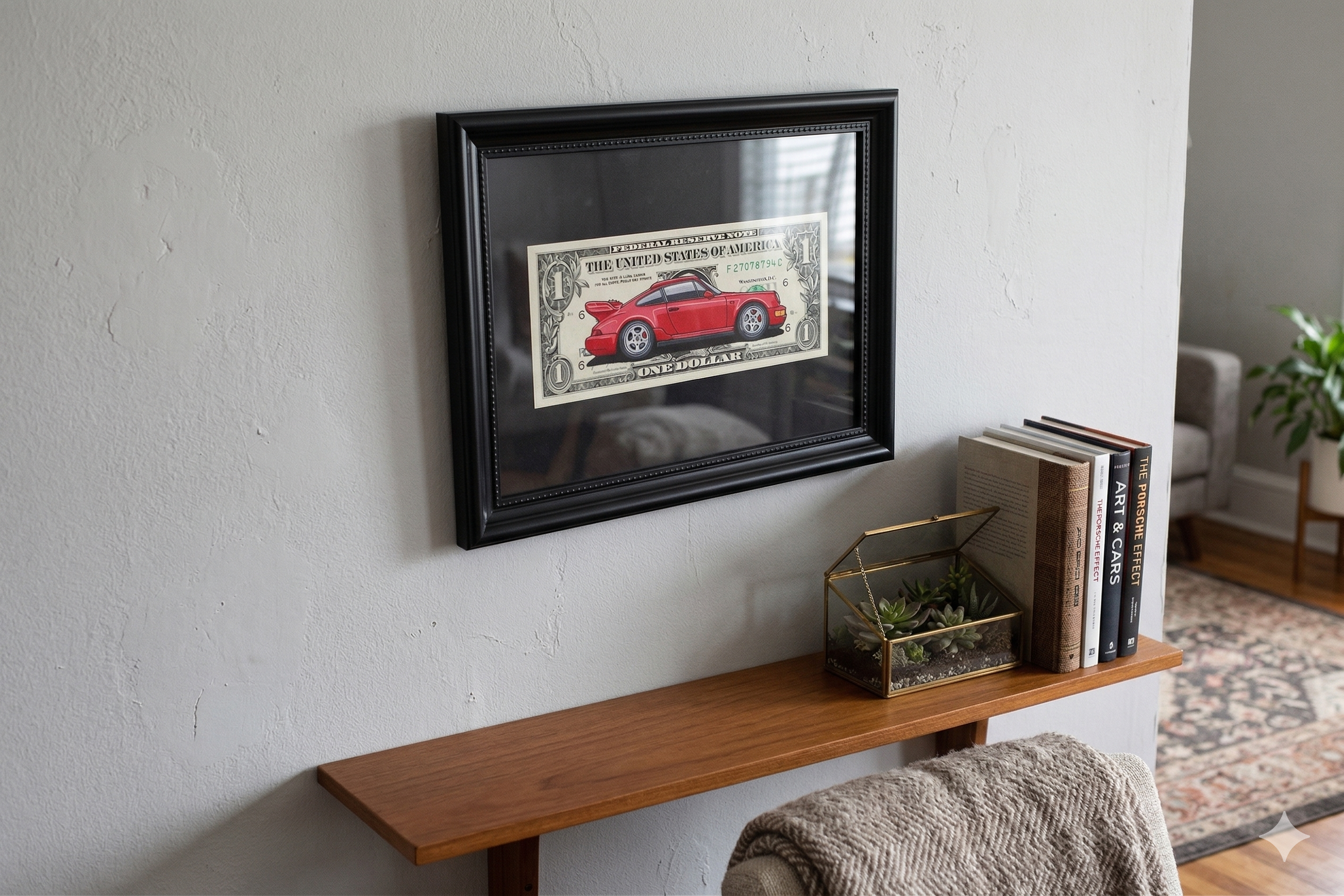 Framed Red Porsche 911 Turbo Money Art By Craft Vega