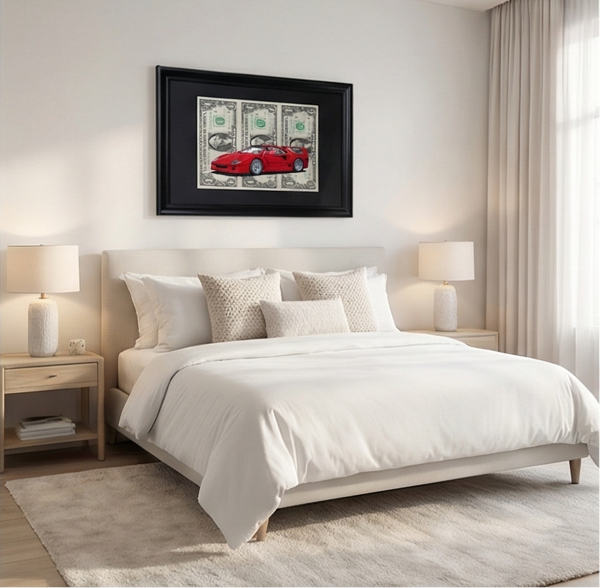 Ferrari F40 Dollar Art Classic Supercar Framed By Craft Vega