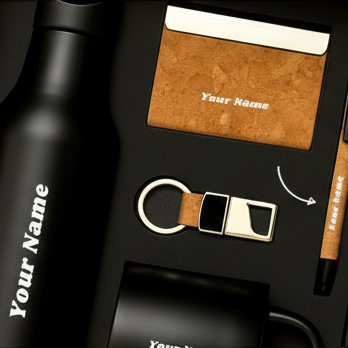 Heritage Obsidian & Cork Gift Suite Personalized Luxury Executive Set By Craft Vega