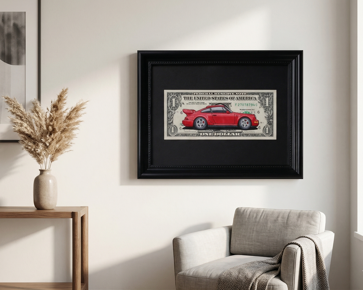 Framed Red Porsche 911 Turbo Money Art By Craft Vega