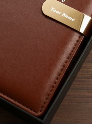 Oxford Heritage Personalized Tan Vegan Leather Journal & Gold-Accent Gift Set By Craft Vega