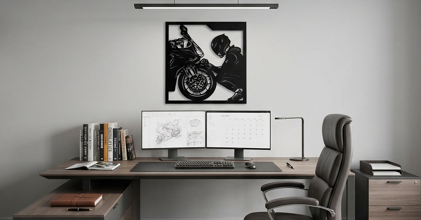 Face to Face Motorcycle Wooden Wall Art Biker Home Decor By Craft Vega