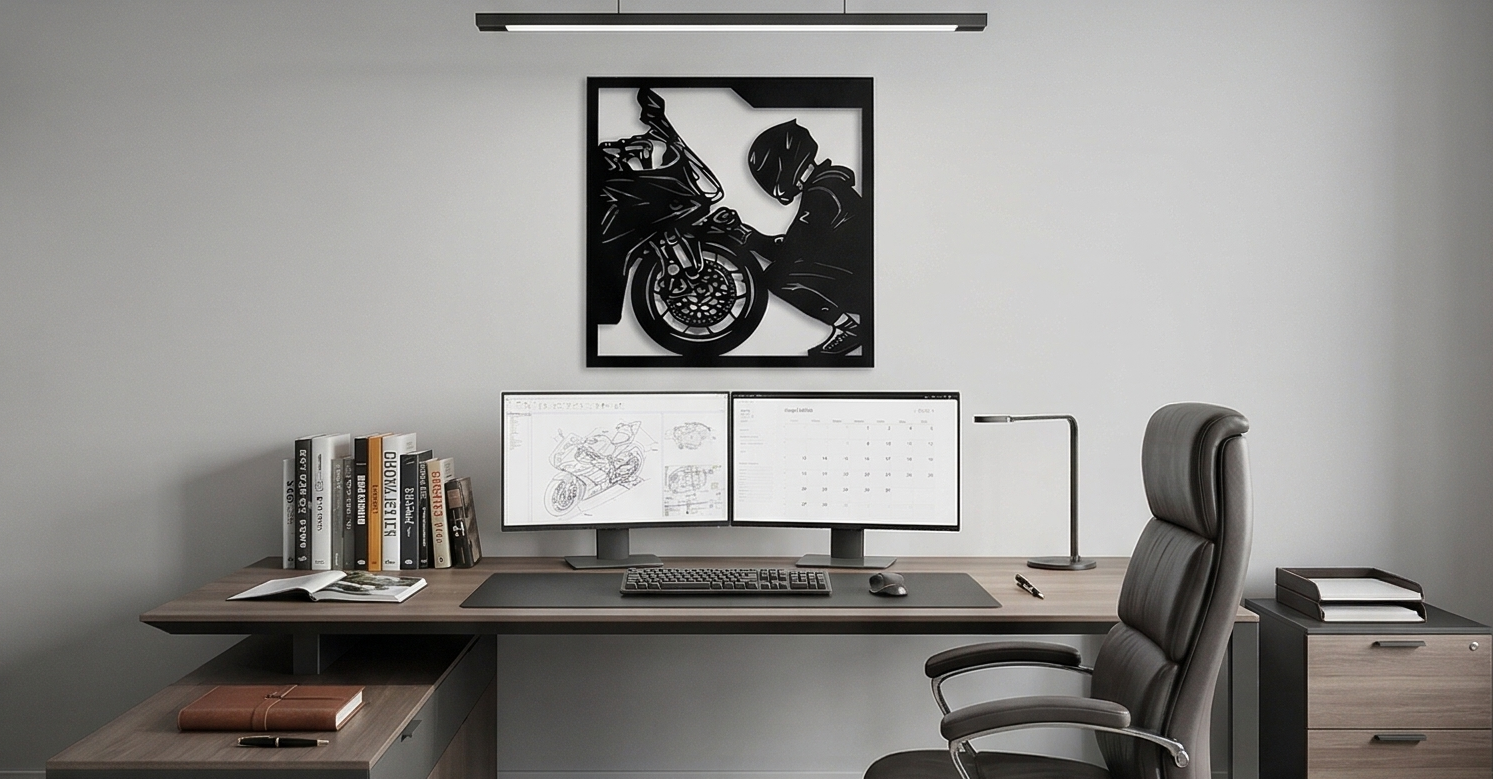 Face to Face Motorcycle Wooden Wall Art Biker Home Decor By Craft Vega