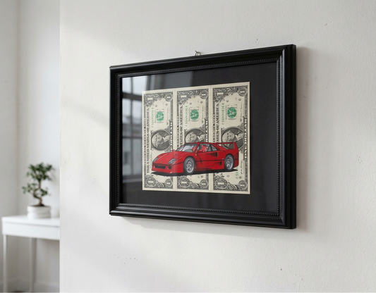 Ferrari F40 Dollar Art Classic Supercar Framed By Craft Vega