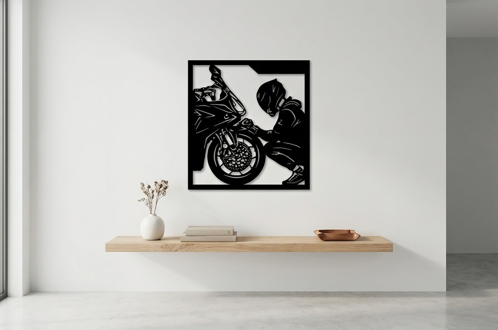 Face to Face Motorcycle Wooden Wall Art Biker Home Decor By Craft Vega
