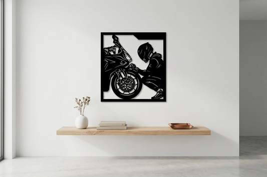 Face to Face Motorcycle Wooden Wall Art Biker Home Decor By Craft Vega