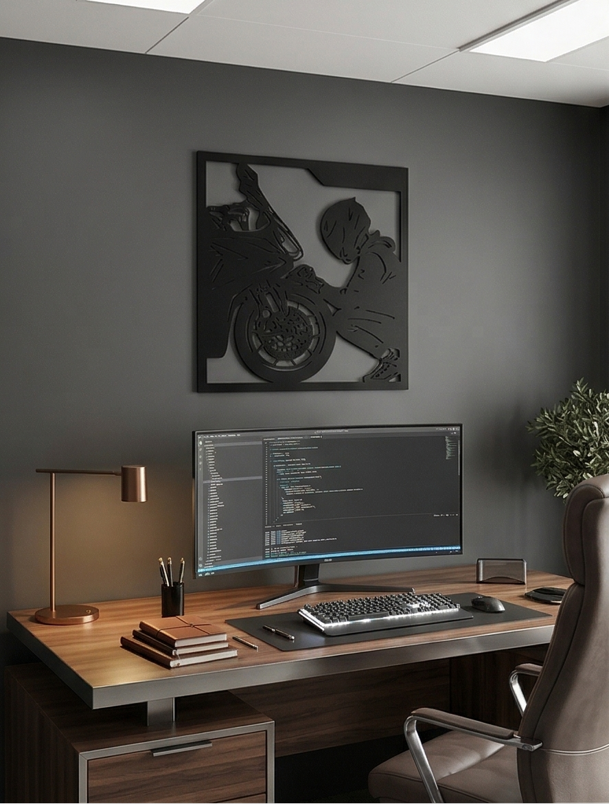 Face to Face Motorcycle Wooden Wall Art Biker Home Decor By Craft Vega