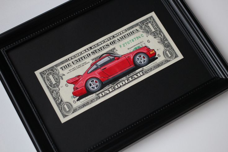 Framed Red Porsche 911 Turbo Money Art By Craft Vega