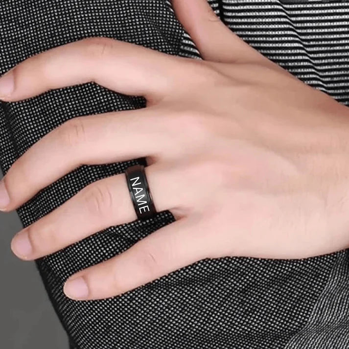 Custom Black Name Ring Bold Minimalist Promise Ring By Craft Vega