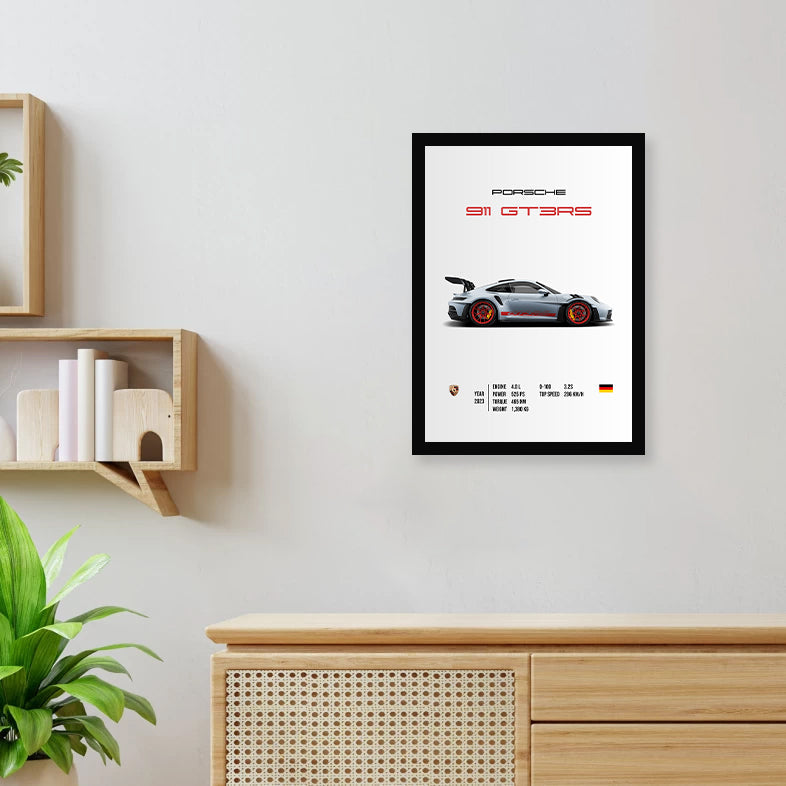 Race Car GT3RS A4 Wall Poster Framed By Craft Vega
