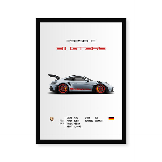 Race Car GT3RS A4 Wall Poster Framed By Craft Vega