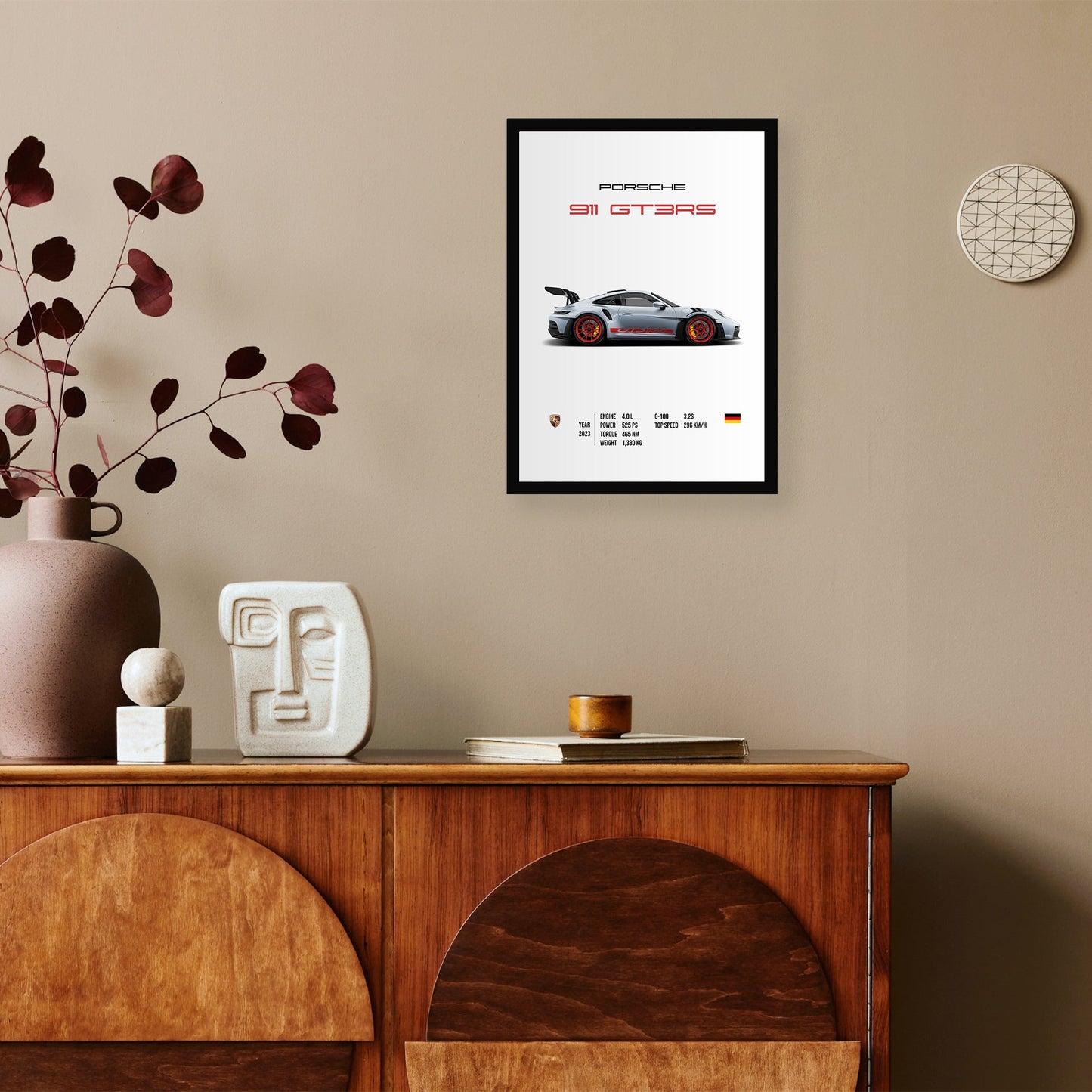 Race Car GT3RS A4 Wall Poster Framed By Craft Vega
