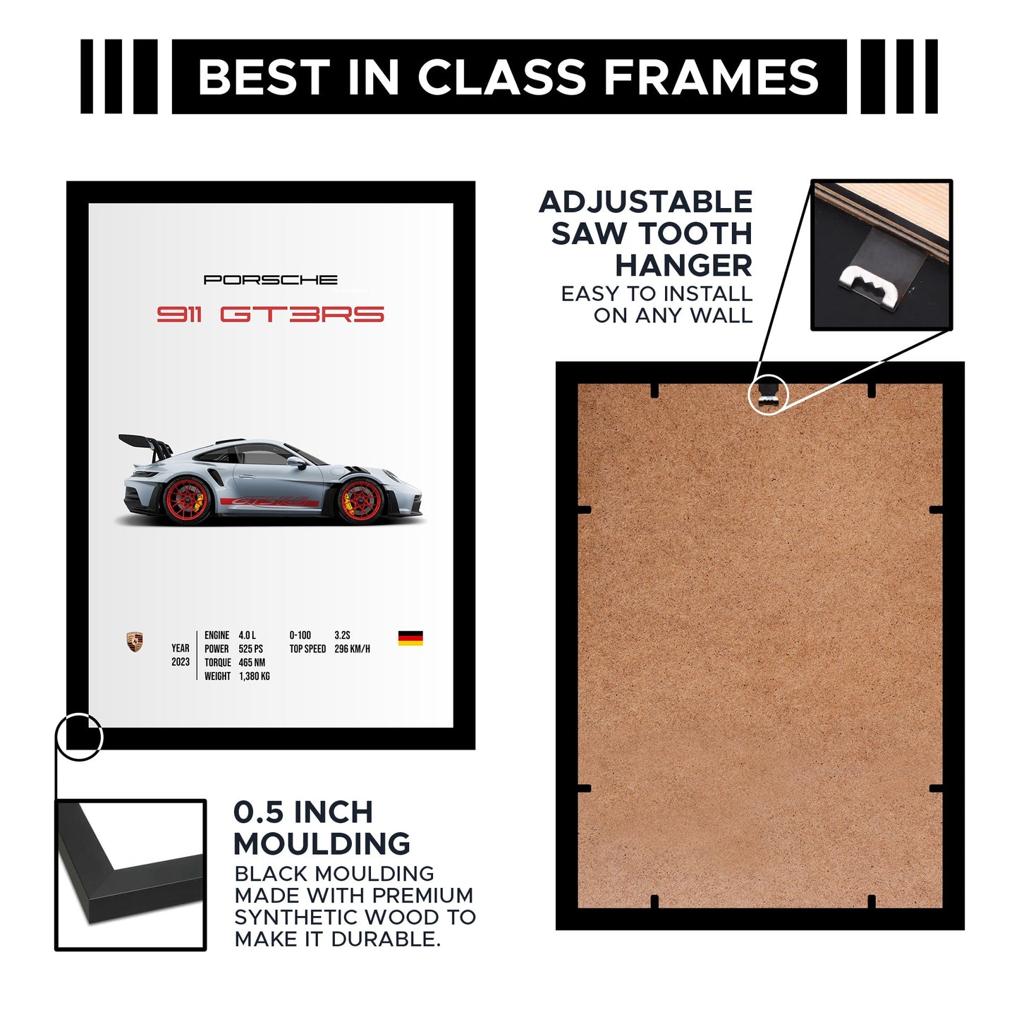 Race Car GT3RS A4 Wall Poster Framed By Craft Vega