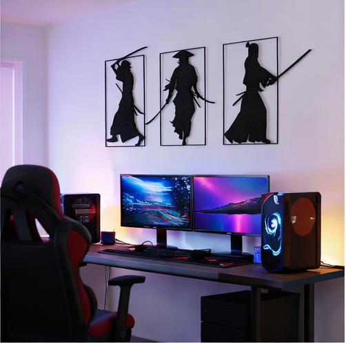Samurai Wall Art for Game Room & Man Cave By Craft Vega