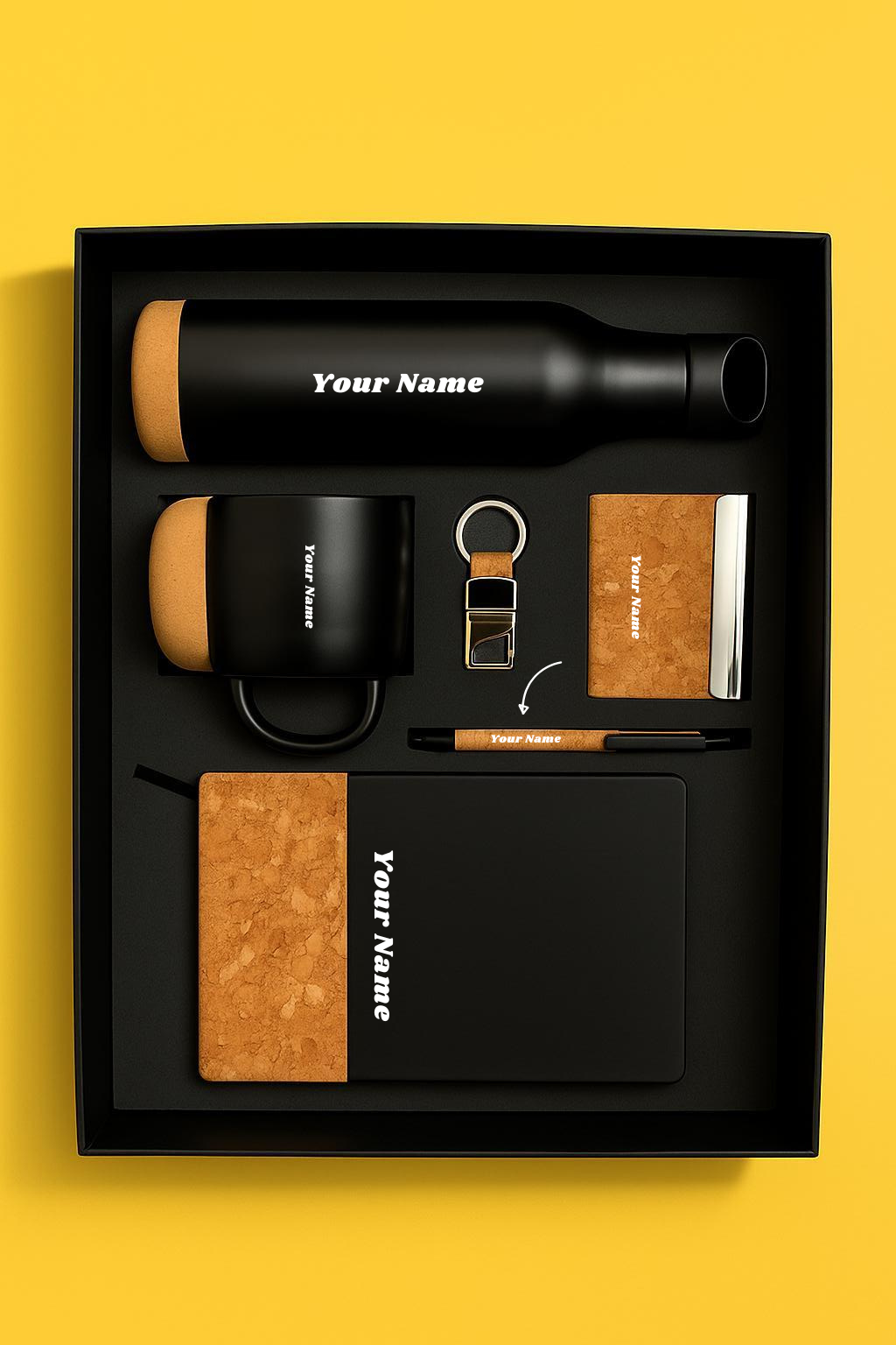 Heritage Obsidian & Cork Gift Suite Personalized Luxury Executive Set By Craft Vega