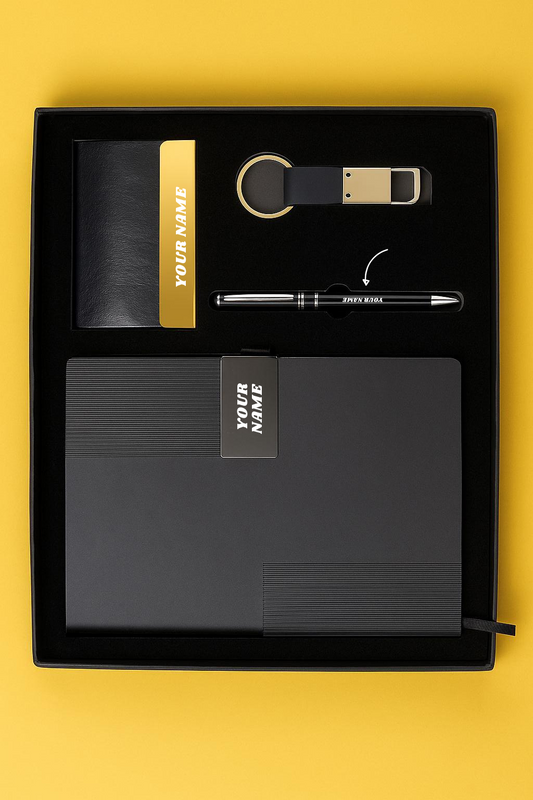 The Linear Personalized Textured Journal & Gold-Accent Gift Set By Craft Vega