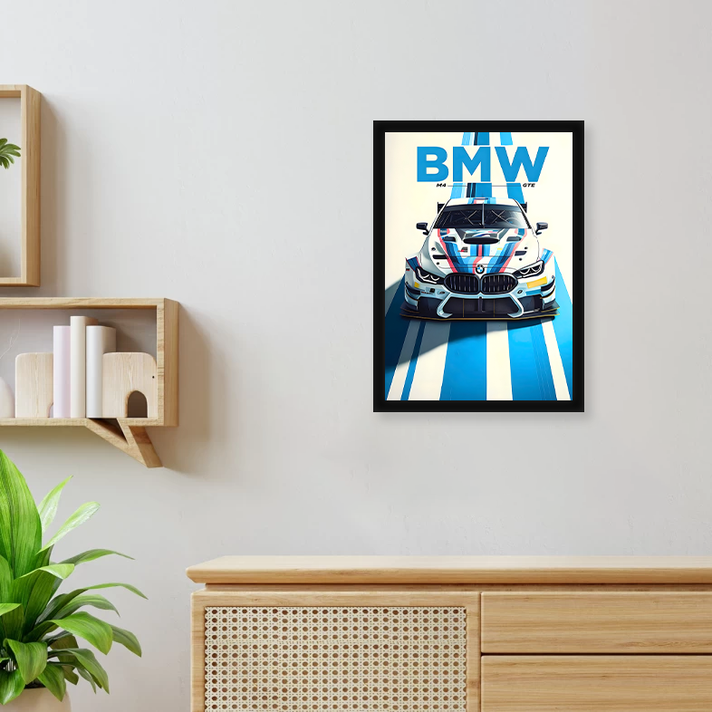 German Car (WHITE) A4 Framed Poster By Craft Vega