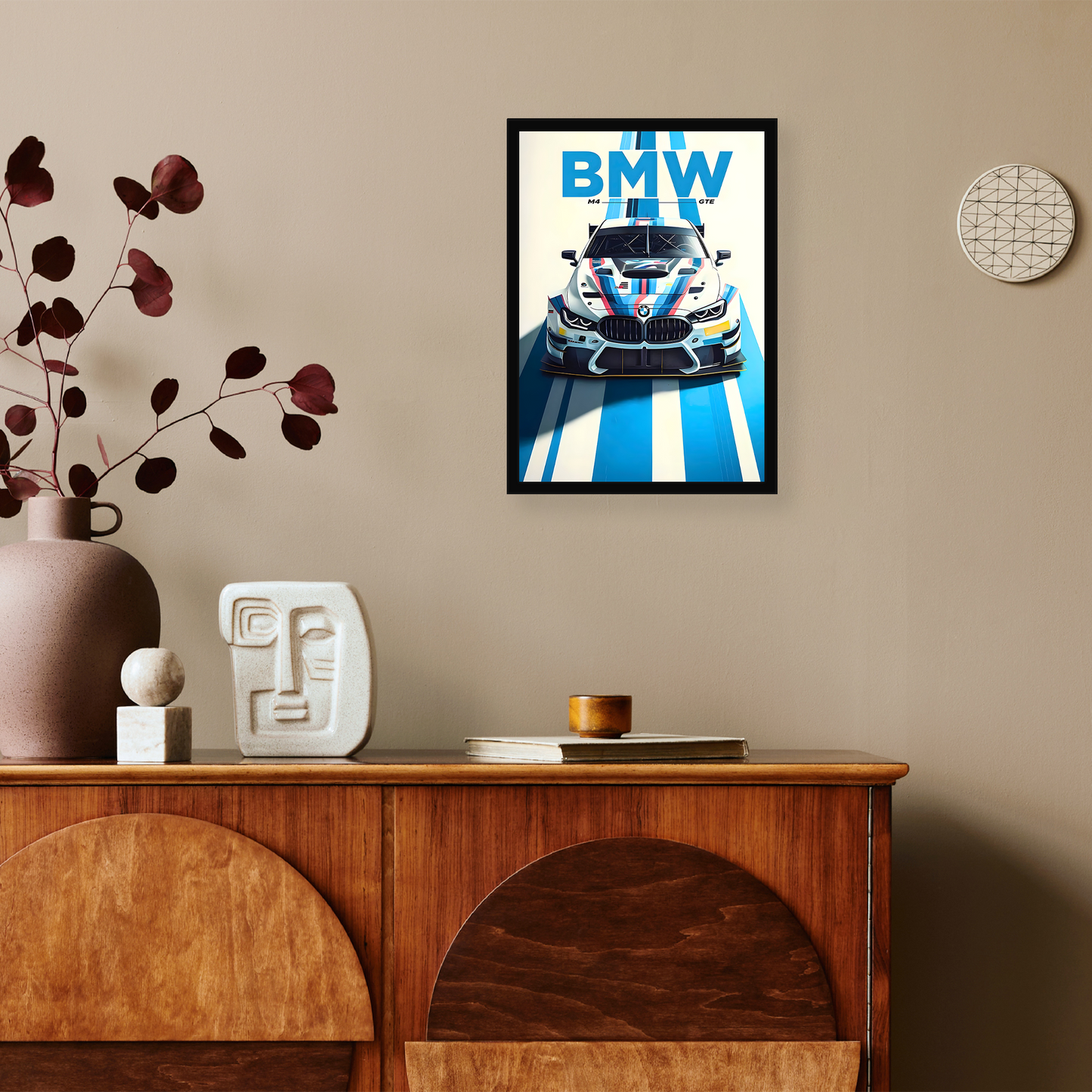 German Car (WHITE) A4 Framed Poster By Craft Vega