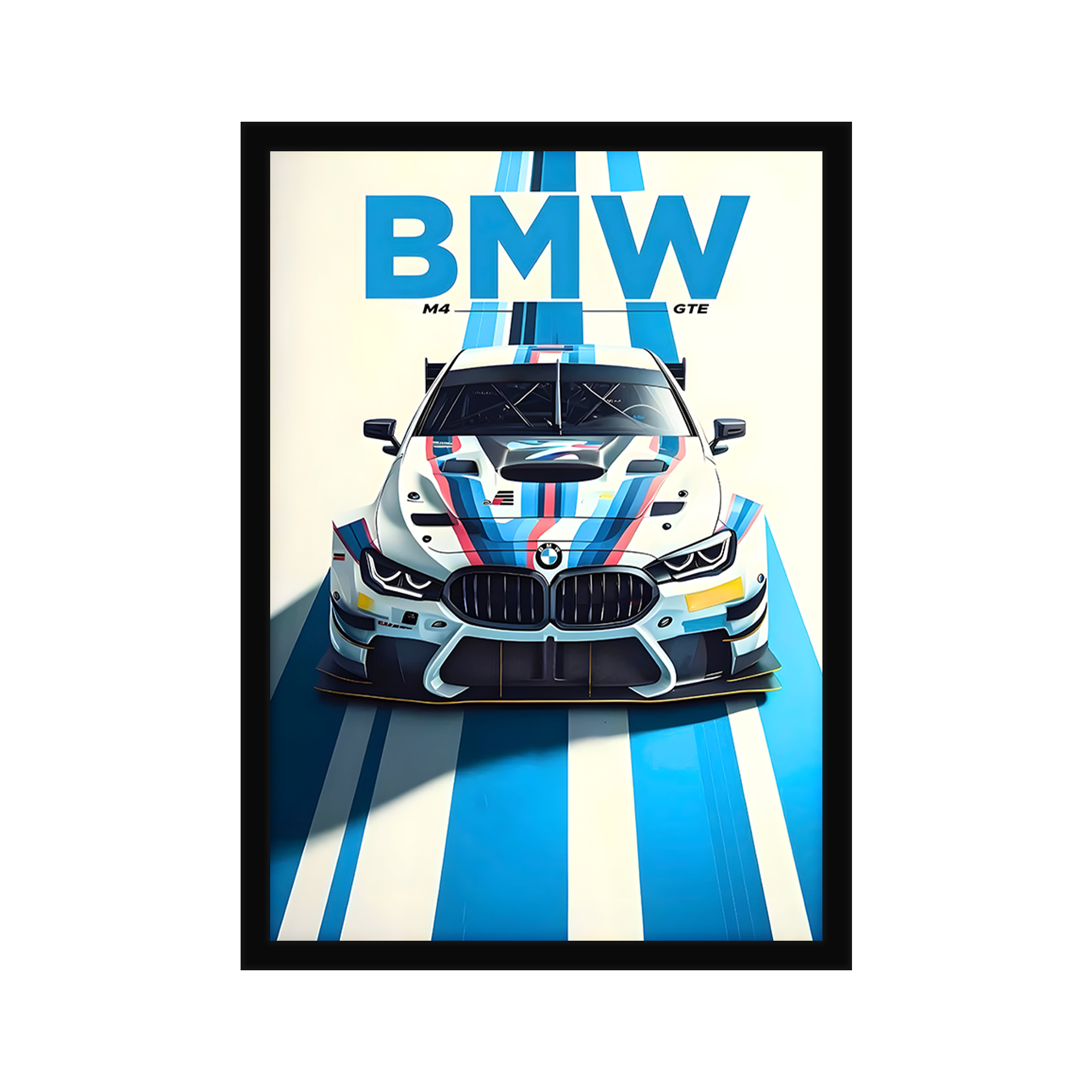 BMW M4 (WHITE) A4 Framed Poster By Craft Vega