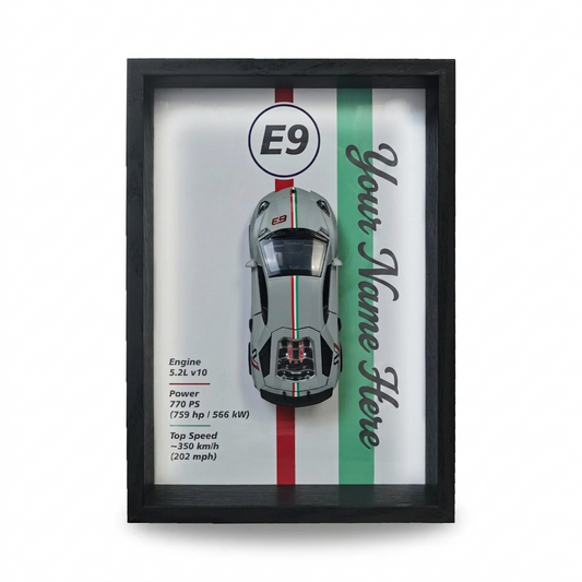 Personalised Italian Car Shadow Box with Metal Diecast Model Car