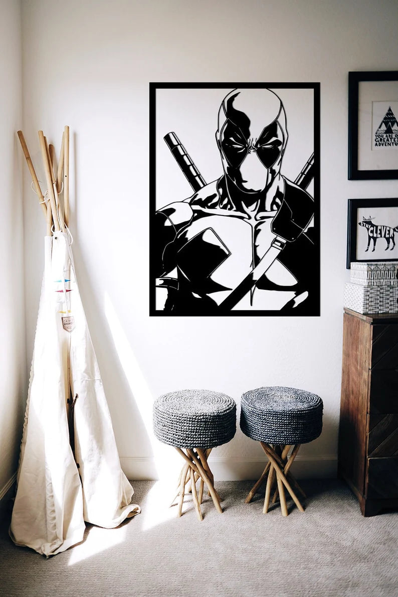 Deadpool Mdf Wood Wall Art Marvel Superhero Room Decor By Craft Vega