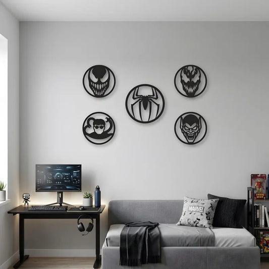 Set of 4 Spider-Man Villains Wood Decor By Craft Vega Supervillain Art